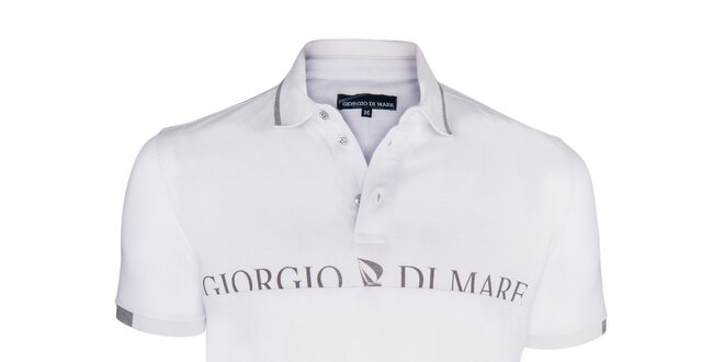 Pánske biele polo tričko s nápisom na hrudi Giorgio di Mare