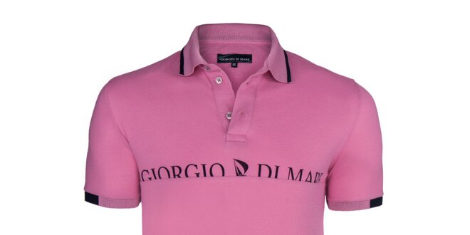 Pánske ružové polo tričko s nápisom na hrudi Giorgio di Mare