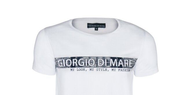 Pánske biele tričko s plastickým nápisom Giorgio di Mare