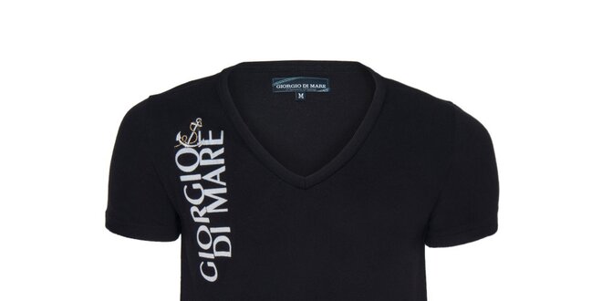 Pánske čierne véčkové tričko s kotvičkou Giorgio di Mare