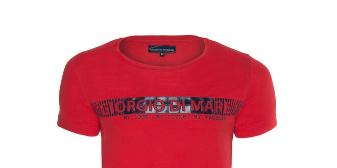 Pánske červené tričko s plastickým nápisom Giorgio di Mare