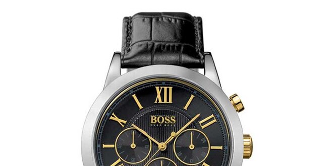 Pánske čierne hodinky s chronografom Hugo Boss Orange