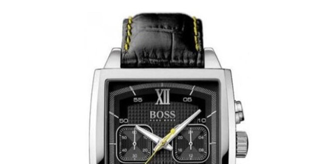 Pánske hranaté strieborné hodinky s chronografom Hugo Boss Orange