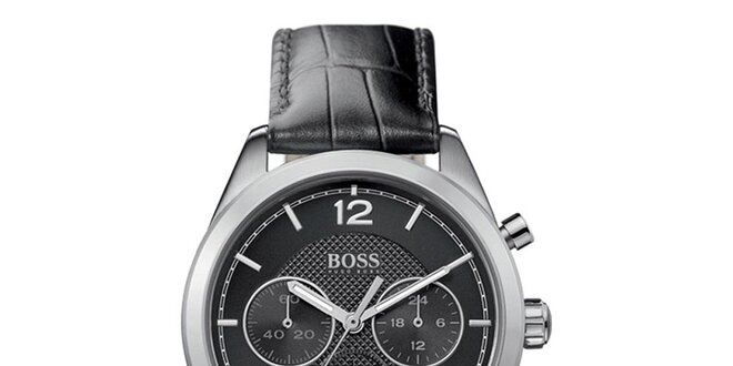 Pánske analógové hodinky s čiernym remienkom a chronografom Hugo Boss
