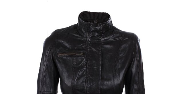 Dámsky tmavo hnedý kožený kabátik Company&Co
