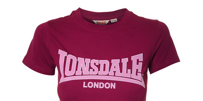 Dámske purpurové tričko Lonsdale so semišovou potlačou