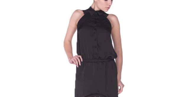 Dámske čierne šaty s dlhou zadnou časťou Arefeva