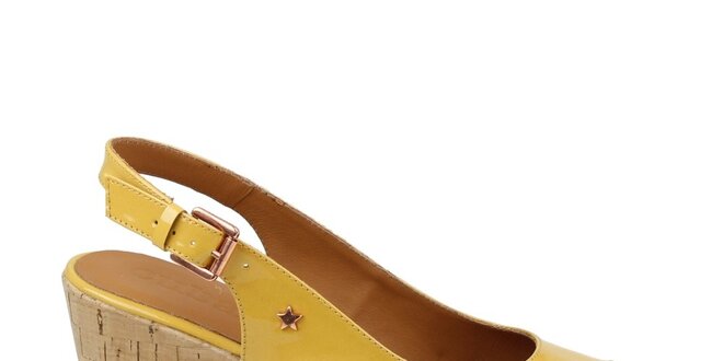 Dámske žlté lakované topánky na kline Cubanas Shoes