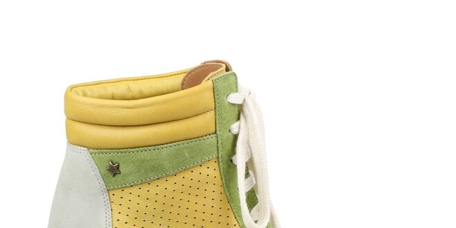 Dámske zeleno-žlté vyššie tenisky na kline Cubanas Shoes
