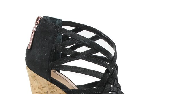 Dámske remienkové topánky na vysokom kline v čiernej farbe Cubanas Shoes
