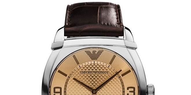 Pánske analógové hodinky s hnedým remienkom Emporio Armani