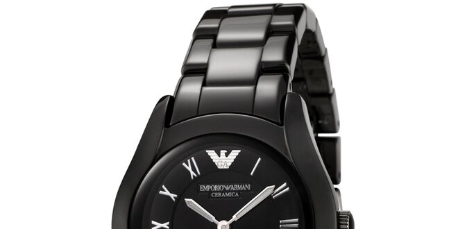 Čierne keramické hodinky Emporio Armani