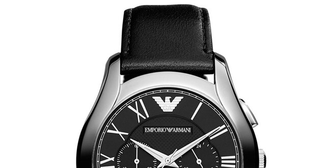 Pánske analógové hodinky s chronografom v čiernej farbe Emporio Armani