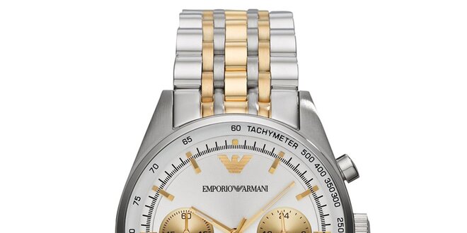 Pánske strieborno-zlaté hodinky Emporio Armani