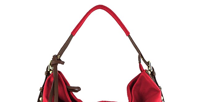 Dámska červená kabelka s ozdobnými krúžkami Roberto Buono