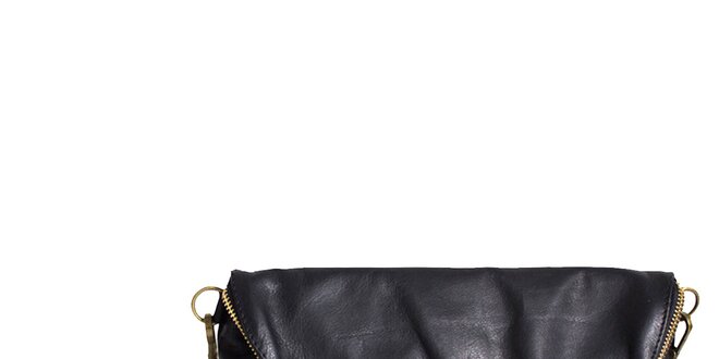 Dámska čierna kožená listová kabelka Roberto Buono