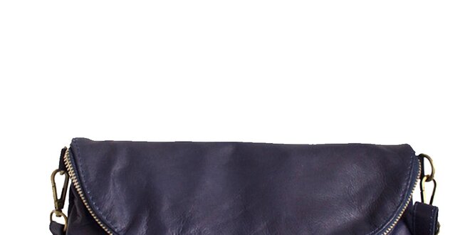 Dámska modrá kožená listová kabelka Roberto Buono