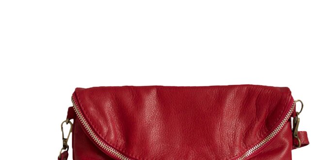 Dámska červená kožená listová kabelka Roberto Buono