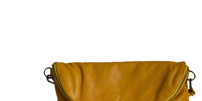 Dámska žltá kožená listová kabelka Roberto Buono
