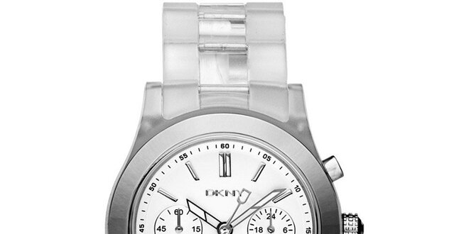 Dámske hodinky s transparentným remienkom a chronografom DKNY