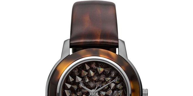 Dámske hnedé analógové hodinky so žíhaním DKNY
