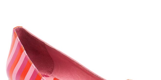 Dámske ružovo-červené balerínky s bodkovanou mašľou Lola Ramona