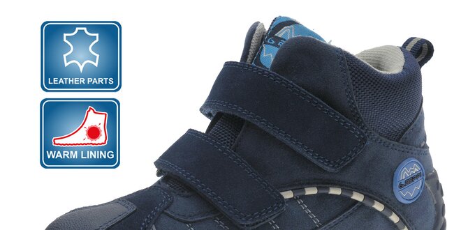 Tmavo modré detské zimné zateplené topánky Beppi