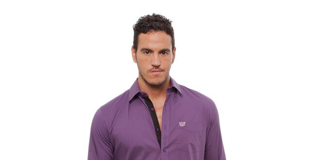Pánska fialová košeľa Bendorff s čiernymi detailami