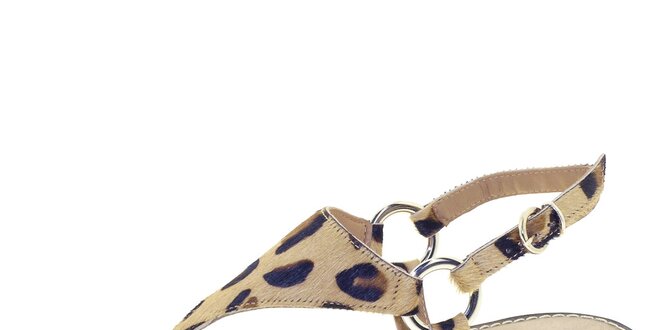 Dámske béžové leopardie sandálky Roberto Botella