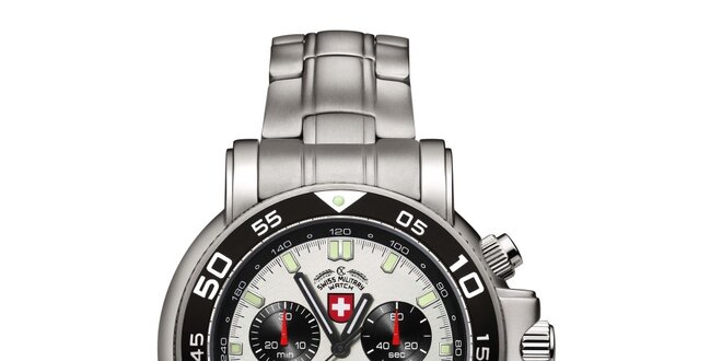 Pánske strieborné hodinky s chronografom Swiss Military