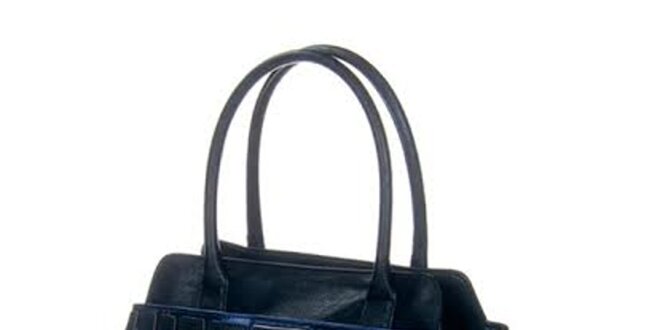 Dámska čierna kabelka s modrými detailmi Versace Jeans
