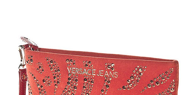 Dámska marhuľová listová kabelka s kamienkami Versace Jeans