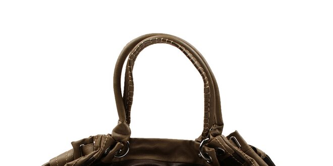 Dámska hnedo-okrová pruhovaná kabelka Pierre Cardin