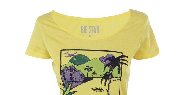 Dámske žlté tričko s farebnou potlačou Big Star