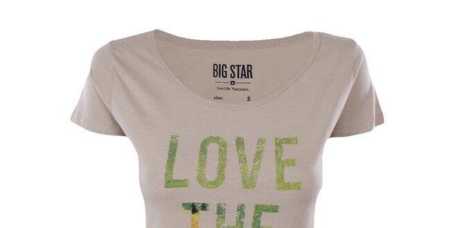 Dámske béžové tričko s farebnou potlačou Big Star