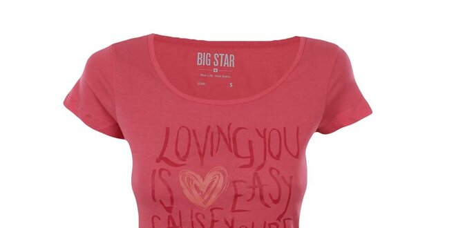 Dámske ružové tričko s potlačou Big Star