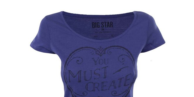 Dámske modré tričko s potlačou Big Star