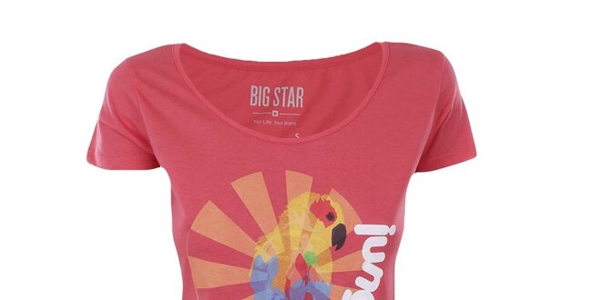 Dámske tričko s potlačou papagája Big Star