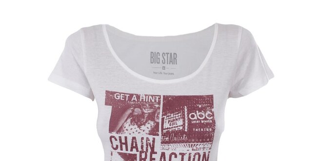 Dámske krémové tričko s potlačou Big Star