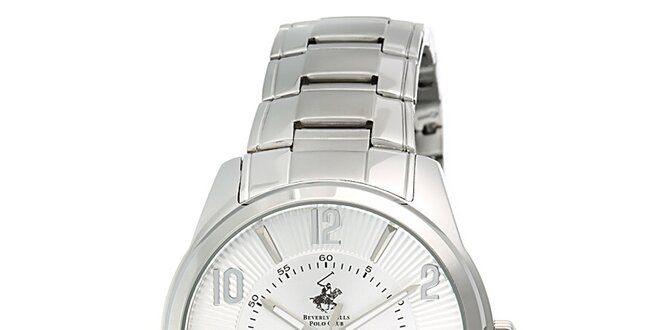 Pánske strieborné hodinky s dátumovkou Beverly Hills Polo Club