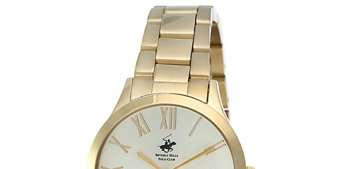 Dámske zlaté hodinky s malou sekundovkou Beverly Hills Polo Club