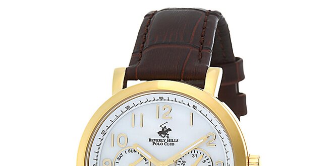 Dámske zlaté hodinky s minútovým ciferníkom Beverly Hills Polo Club