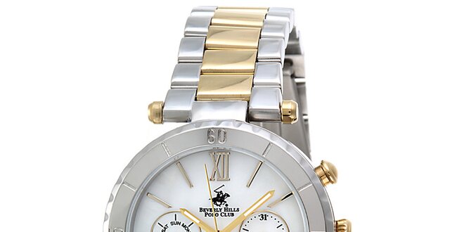 Dámske strieborno-zlaté hodinky Beverly Hills Polo Club