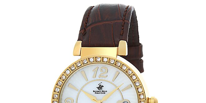 Dámske zlaté hodinky so srdiečkami Beverly Hills Polo Club