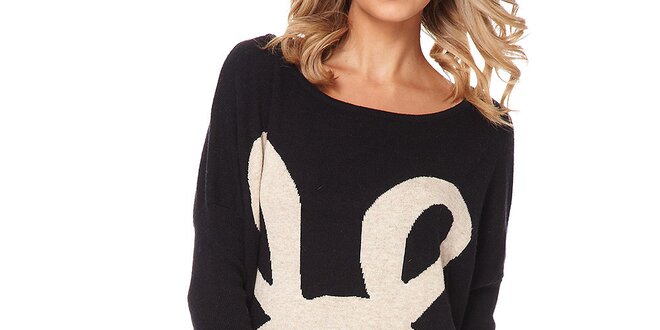 Dámsky čierny sveter so zajačikom Miss Jolie