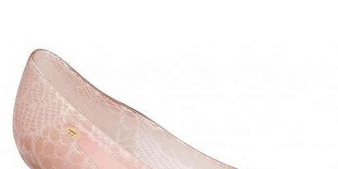 Dámske transparentné baleríny Mel s ružovou čipkou