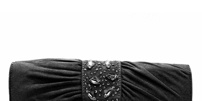 Dámska čierna listová kabelka s flitrami Furiezza