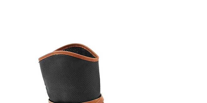 Dámske čierne topánky s hnedým remienkom Colorful