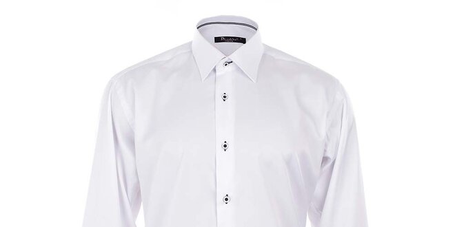 Pánska biela košeľa s čiernymi detailmi Dicotto