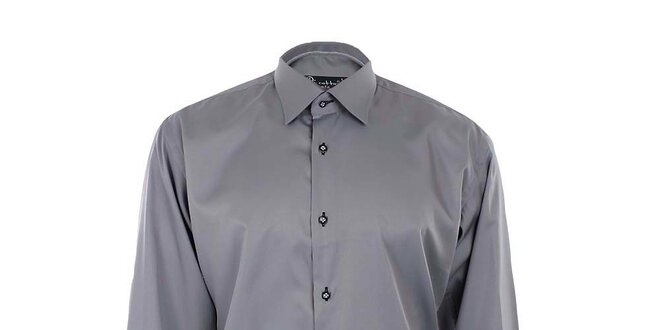 Pánska šedá košeľa s čiernymi detailmi Dicotto